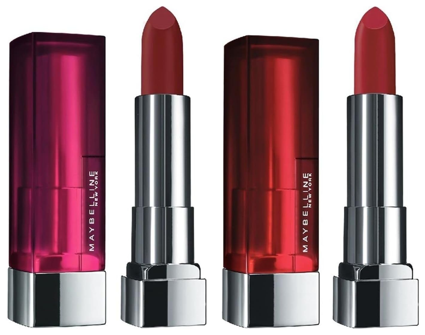 New York Color Sensational Creamy Matte Lipstick, 691 Rich Ruby, 3.9g and Maybelline New York Color Sensational Creamy Matte Lipstick, 696 Burgundy Blush, 3.9g