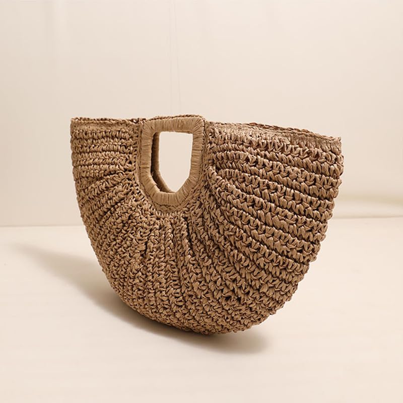 Bolsa tote tejida de paja con asas geométricas para mujer miniatura 4