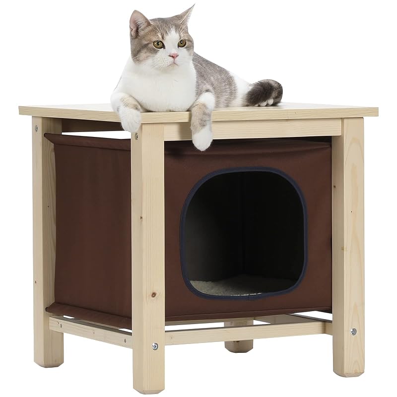 Casa para gatos com cama suspensa e mesa em madeira Petsfit DTC1022, 1 unidade