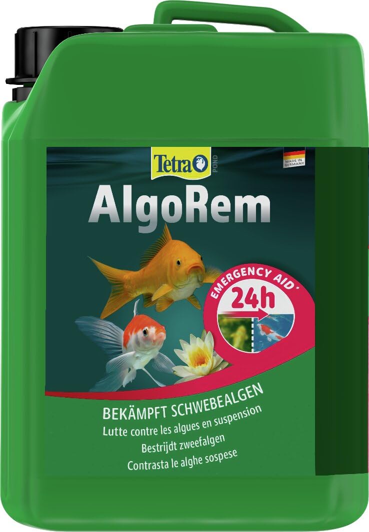 Tetra Pond AlgoRem - 24-Stunden-Soforthilfe gegen grünes Wasser im Gartenteich, bekämpft Schwebealgen, 3 L