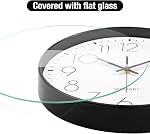 VIKMARI Horloge murale verre noir blanc 8 Inch ronde moderne simple Slient Non-Ticking Quartz Horloges murales Batterie facile à lire Cuisine décoration maison pour salon,Chambre,Bureau, salle de classe