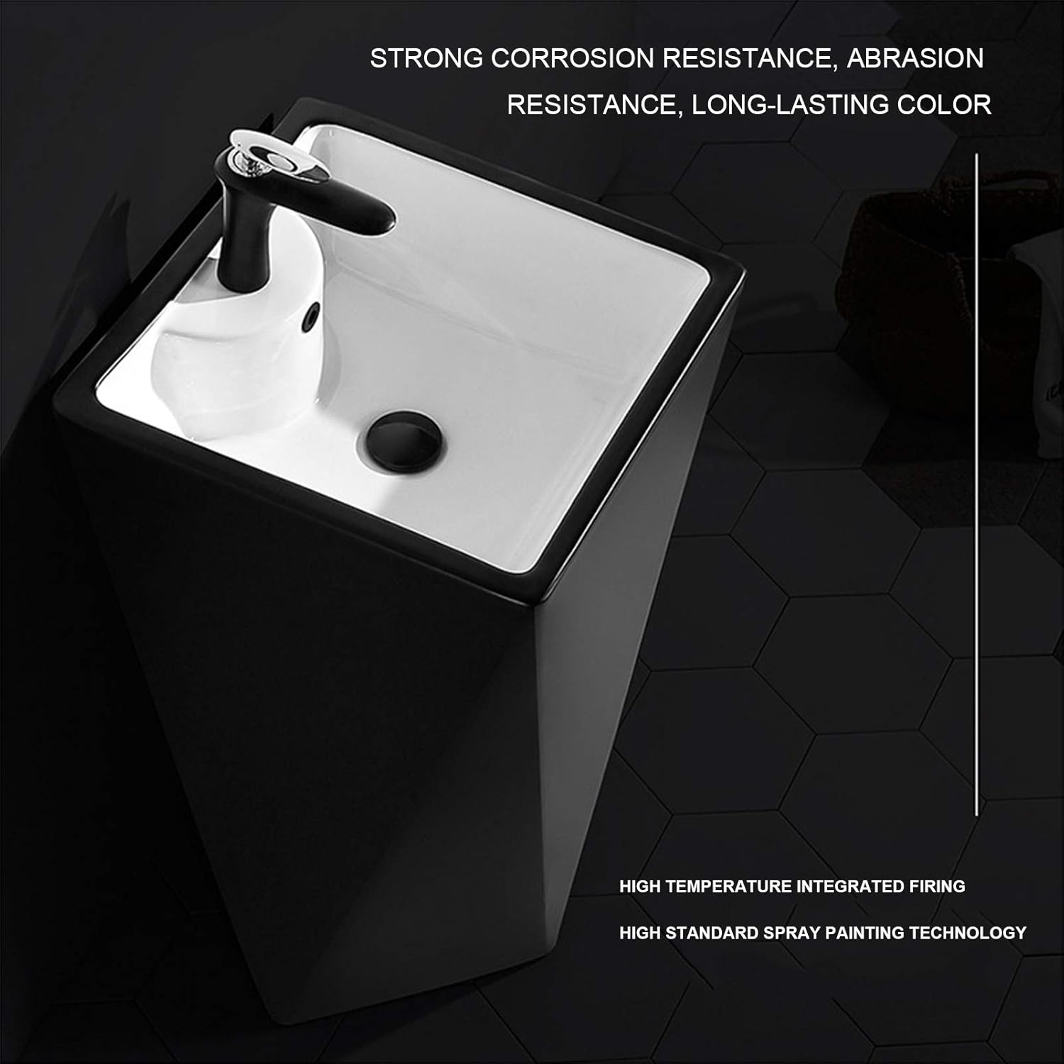 Northern Europe Creativity Pedestal Sink, Modern Simplicity Bathroom Sink Vessel with Overflow Drain, for Bathroom, Balcony,Black,B (Gray A)