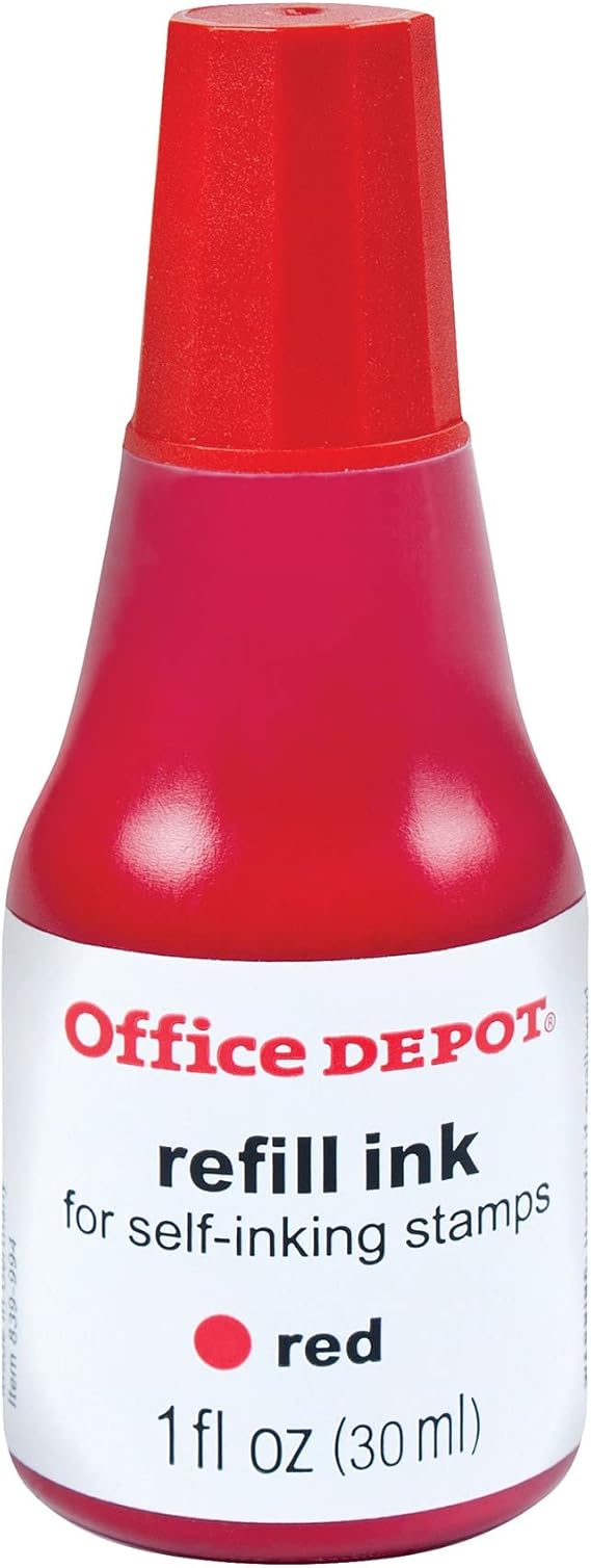 Office Depot SelfInking Refill Ink, 1 Oz., Red, 034208