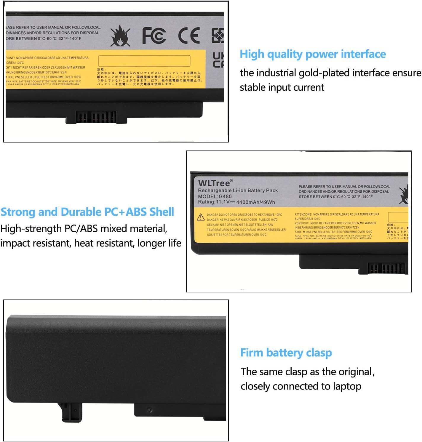 Batteria Laptop WLTree - Compatibile Lenovo G500 G580 Y480 Z580, 11.1V 4400mAh - Foto 6