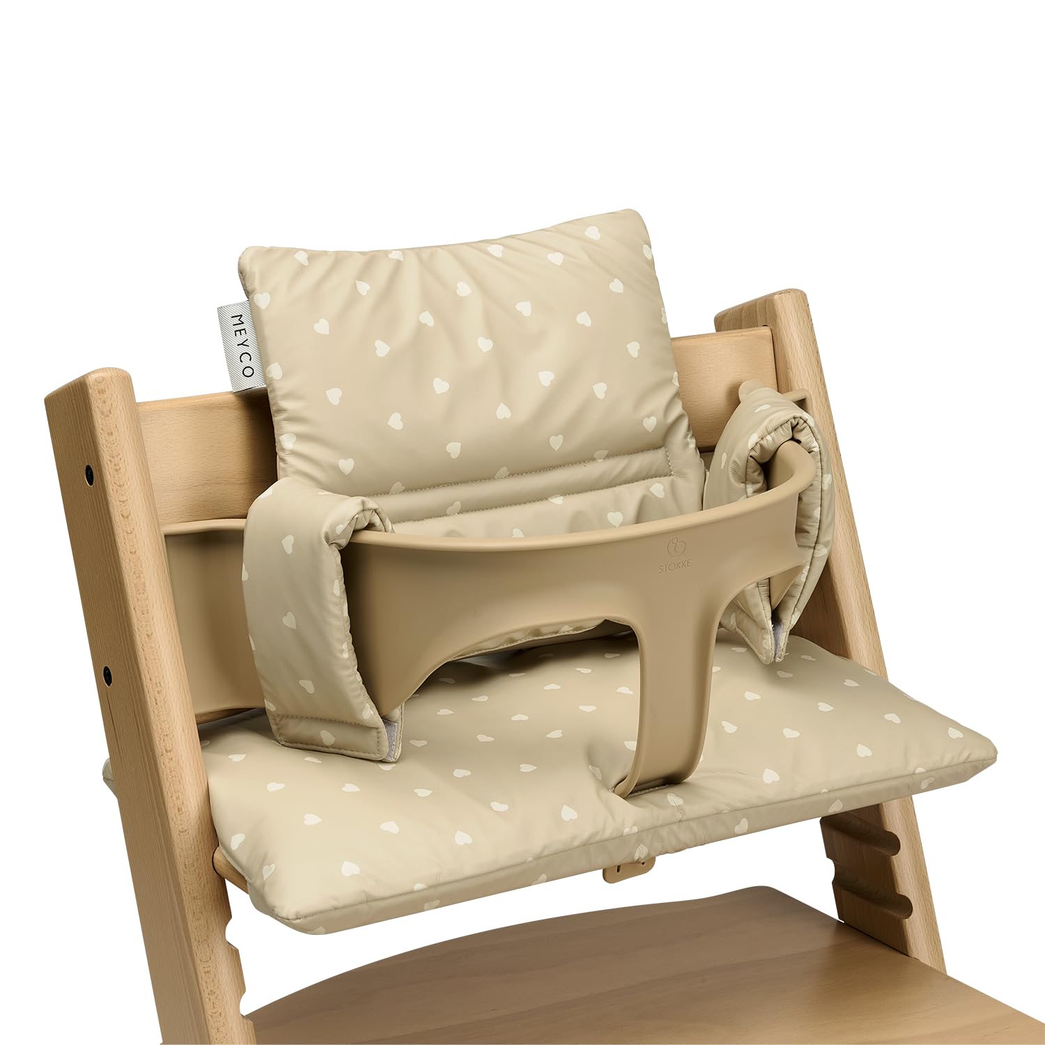 Meyco Baby Sitzverkleiner Kinderhochstuhl - wasserfestes PU-Sitzkissen - Sitzauflage für div. Marken wie Stokke, Hauck etc. - Sweet Heart Sand/Soft Sand