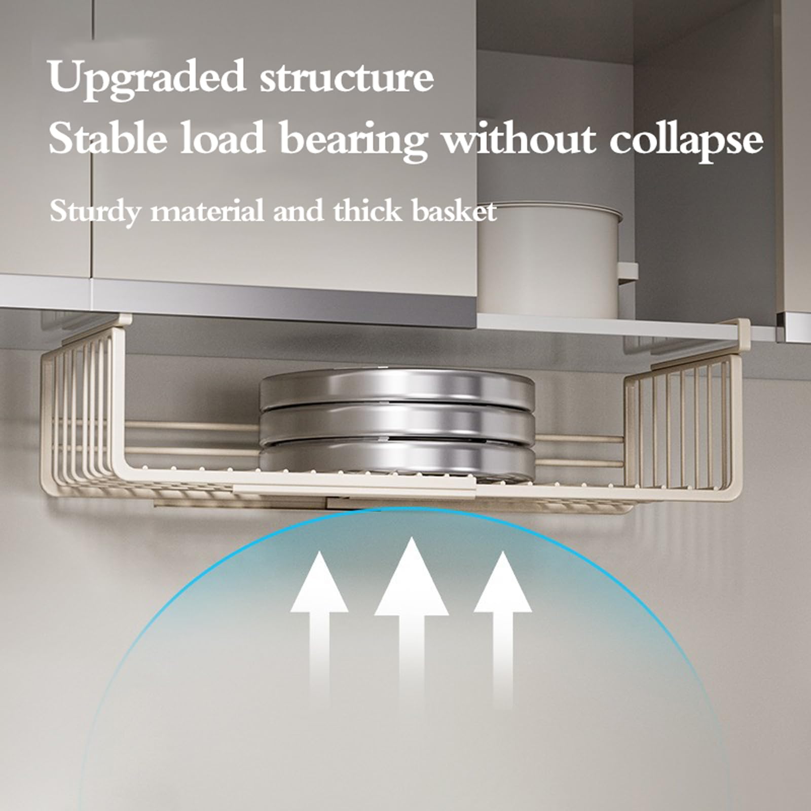 Cestas De Almacenamiento Colgar Debajo,Cesta De Metal para Colgar Debajo,Cestas Colgantes para Estantes,Ajustable,Sin Taladrar,para Cocina,Oficina,Despensa,BañO,Armario