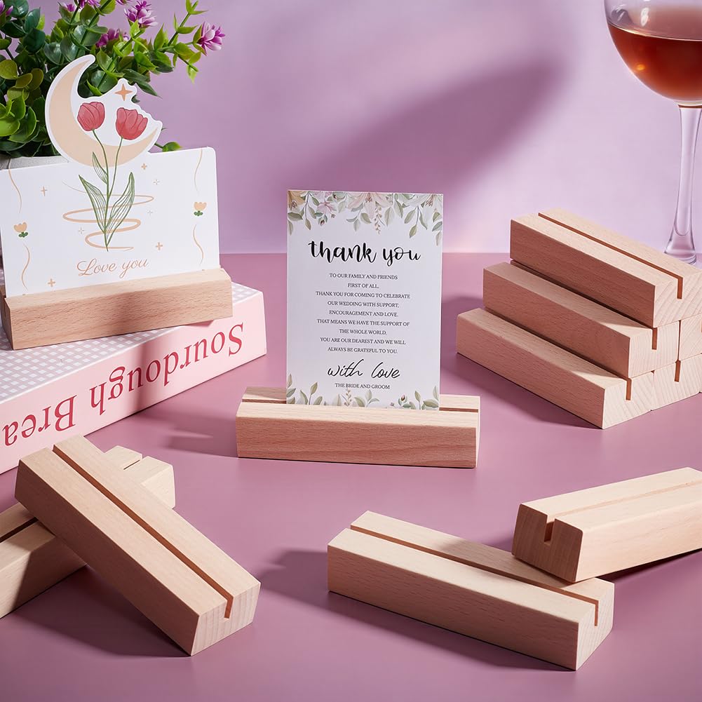 50 Stück Kartenhalter Holz, 100x30.5x20mm Buchenholz Tischkalender-Holz Menükartenhalter Fotohalter Postkartenhalter Für Zeremonien Hochzeiten Partys Heimdekoration