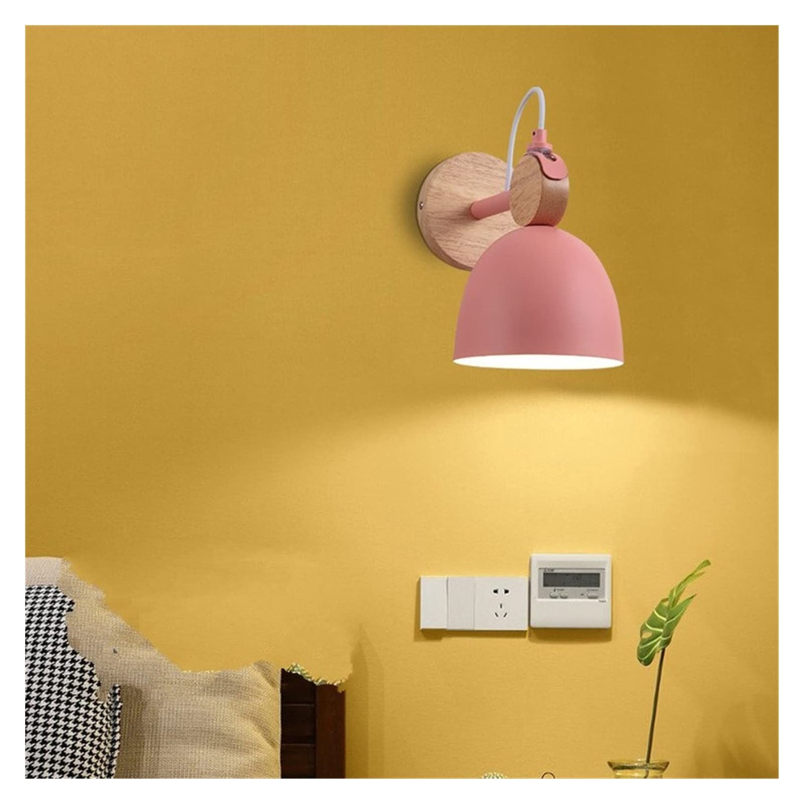 VDOQTLJT Wall lamp Simple LED Lights Bedside Macaron Net Red Lamps Bedroom Background Staircase Aisle 's Room Decorative Lamp Modern Chandelier(Rosa,Whitelight)