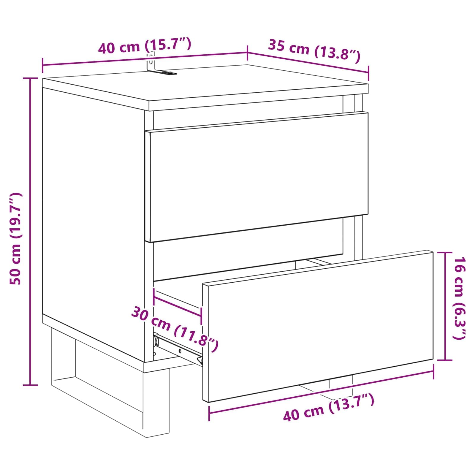 vidaXL Szafka Nocna 2 szt. Stare drewno 40 x 35 x 50 cm