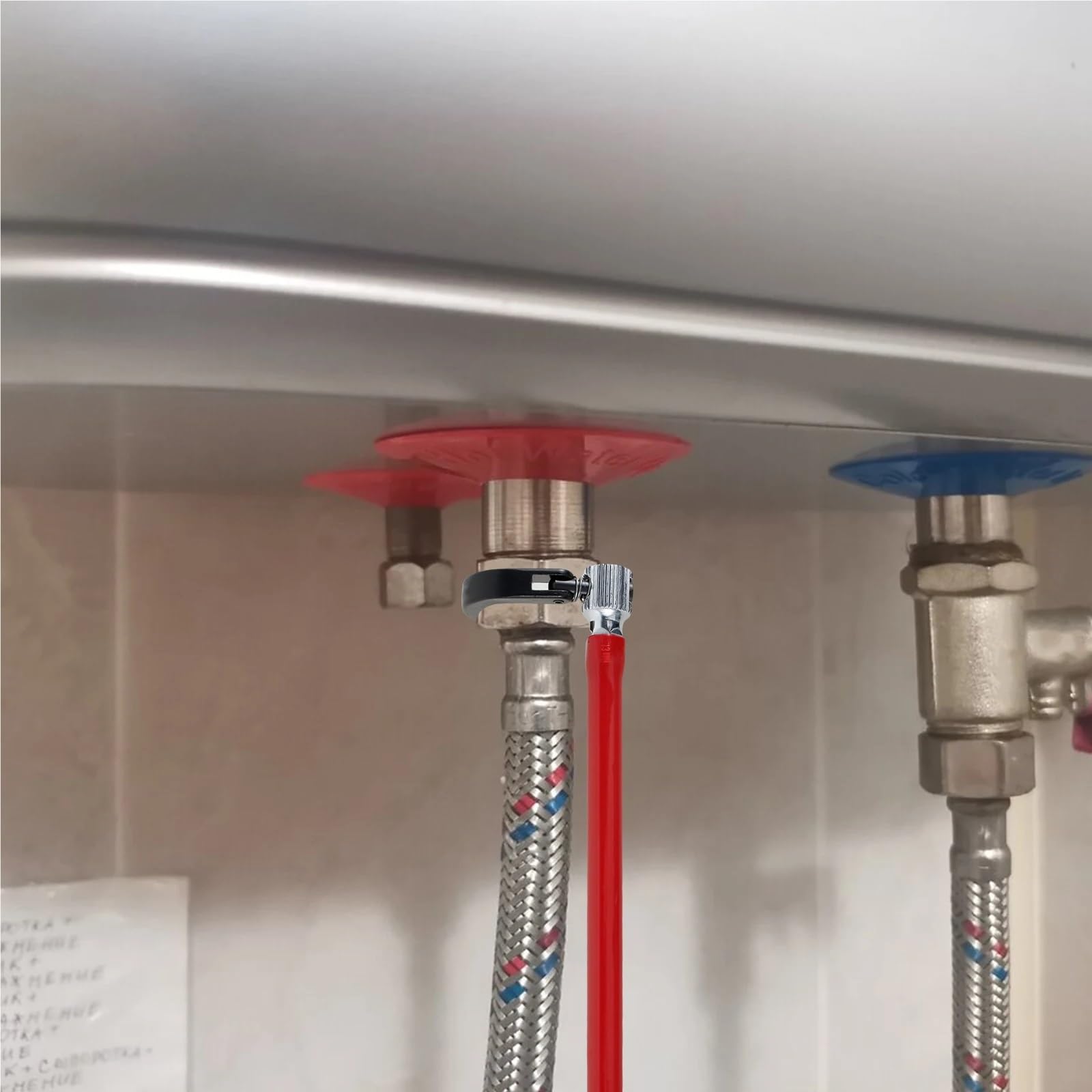 Juego de llaves de tubo métricas Llave de grifo de acero al carbono, vaso de fontanero con 5 vasos y 1 mandril, tuerca trasera for grifo, herramienta de instalación de lavabo(Color 8)