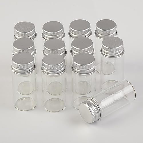 Miniatura 42 de 100 unidades 0.5 fl oz botellas de vidrio con tapa de metal vacío pequeña botella de deseos frascos de vidrio (100, 0.5 fl oz)