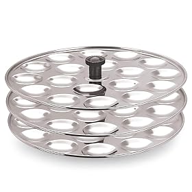 PANCA Stainless Steel Multi Purpose Kadai with Steel Lid, Idli Maker 2 Idli Plate 8 Cavity Idli Cooker Stainless Steel I