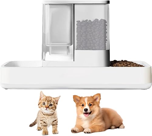 Alimentador automático para gatos y dispensador de agua, 2 en 1, dispensador de alimentos para mascotas por gravedad y dispensador de agua,