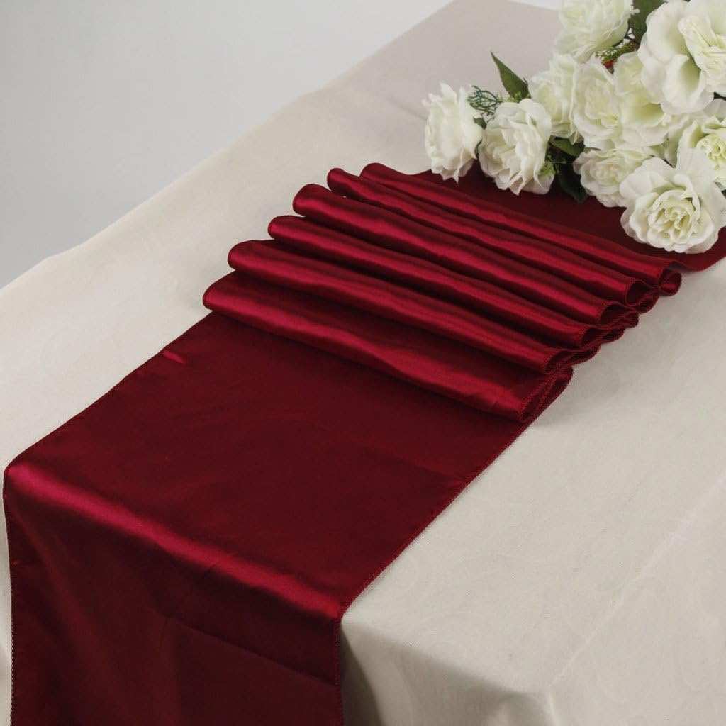 Elina Home 12-Inch-by-108-Inch Satin Table Runner, Chocolate (Pack of 10)