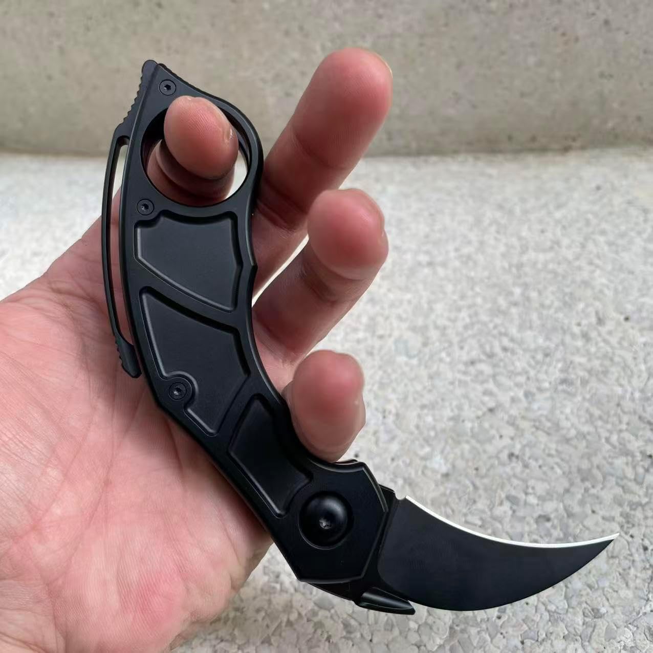Claw Folding Pocket Knife, Tactical Knife with Sandvik 14C28N Steel Black Blade, TC4 Titanium Black Handle