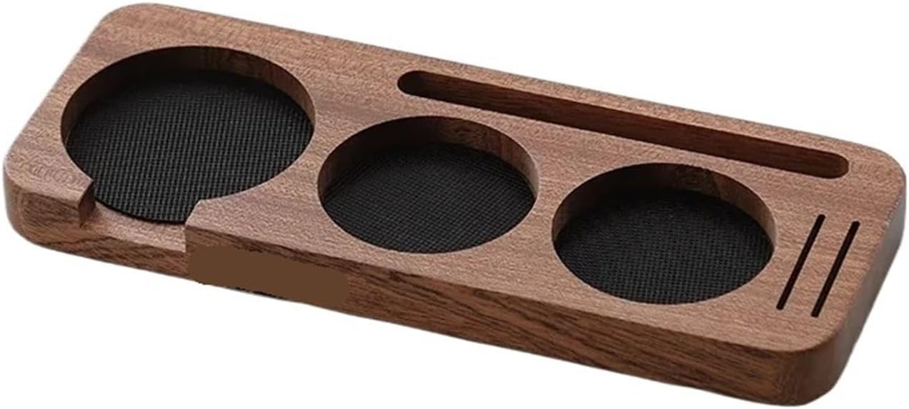 MeLphi Coffee Powder pad Solid Wood Work Board Coffee Machine Handle Adding Powder Platform Powder Hammer Base Storage Board(Sapele Wood 58mm)