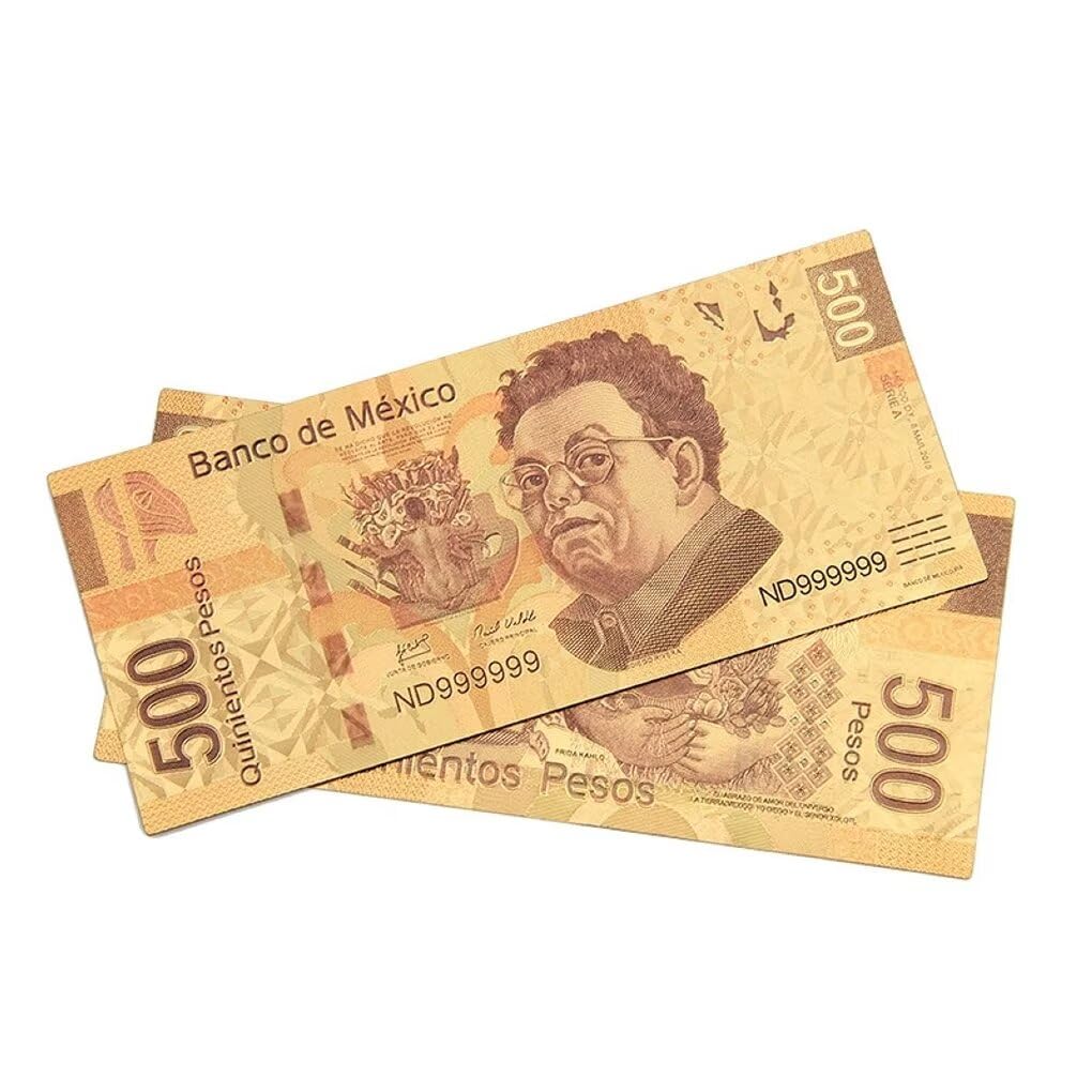 Amazon.com: 金色墨西哥比索鈔票,1 500 1000 比索鍍金鈔票,適用於派對鈔票相簿,金錢家居裝飾: 玩具和遊戲