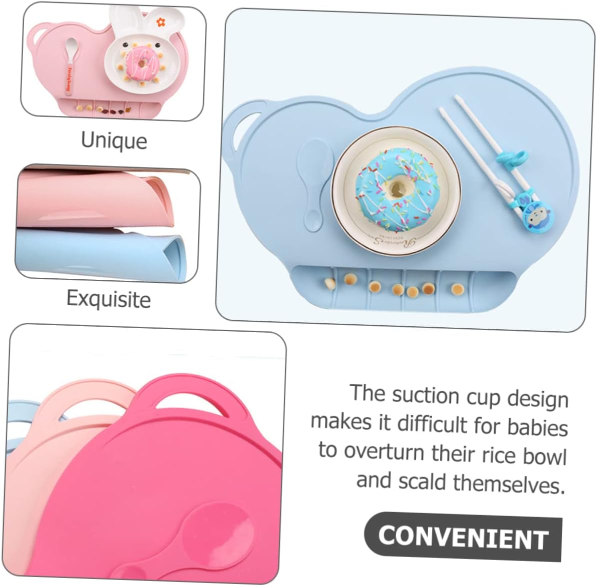 BESTYASH 2pcs Heat-Resistant Silicone Placemat Boys and Girls Home Mat Suction Plates for Toddlers Mats Random Color
