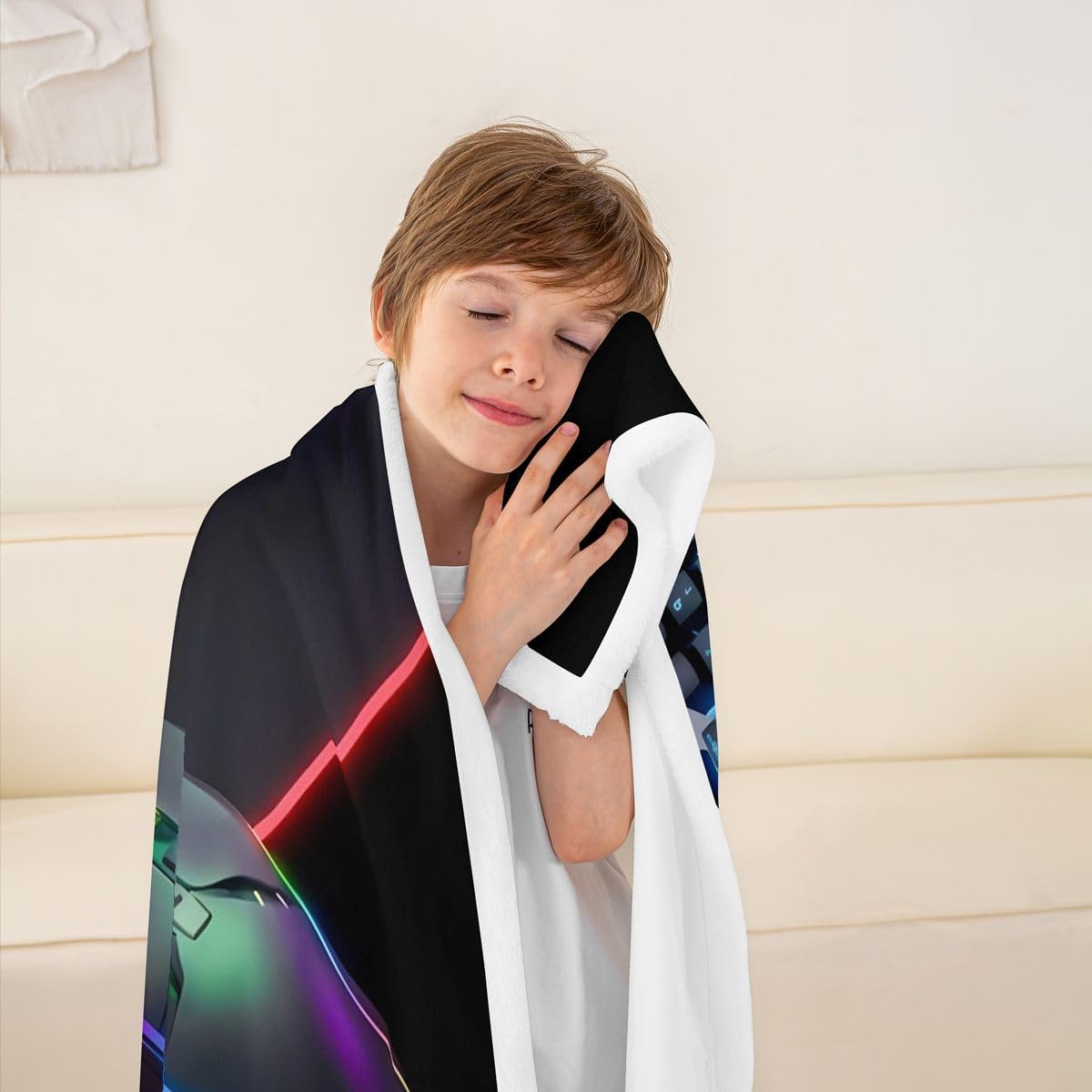 Feelyou Gamer Fleece Throw Blanket Gaming Sherpa Blanket for Kids Women Men Plush Fuzzy Game Room Decor Baby 30"x40" Gamepad for Bed Couch Chair Living Room Green Blue Bedroom Decor