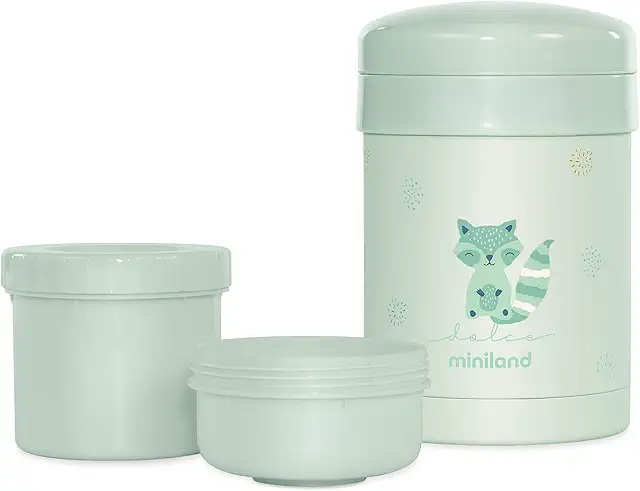 Termo Bebé Miniland 700ml con 2 Recipientes Herméticos - Lancheira Térmica para Bebé