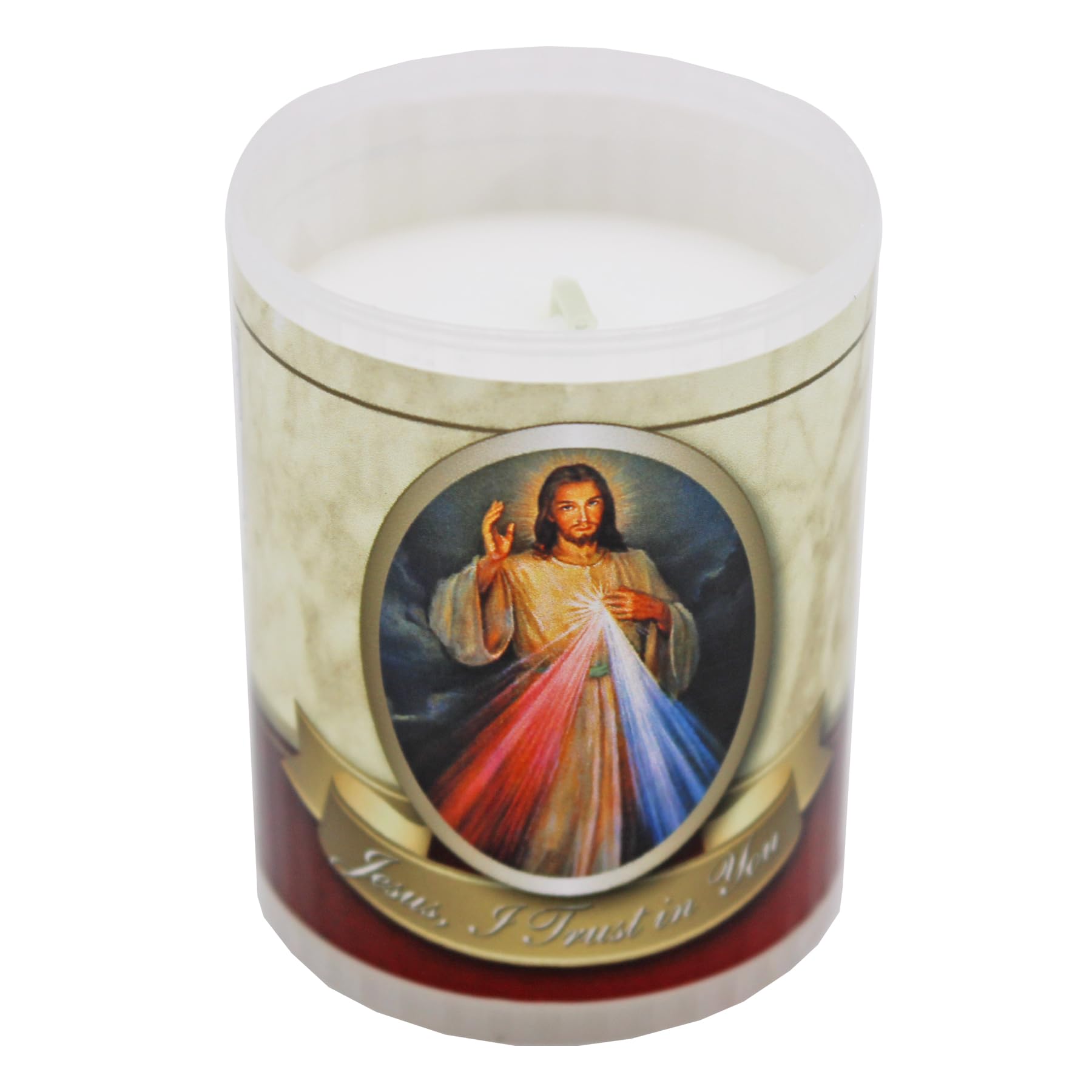 Widdle Gifts Multi 6.5Cm Pillar Candle With 24 Hour Burn Time Religious Votive Candle (Divine Mercy Jesus I Trust In You 4729)