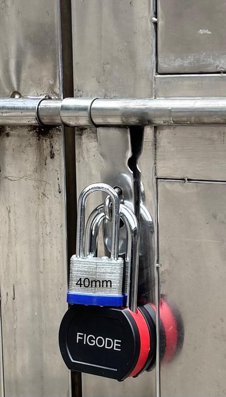 FIGODE® Large Sturdy Steel Locks with 8 Same Keys, Heavy Duty Padlock, 2-3/4" Wide, 2.7" Long Shackle Locks for Door, Gate, Storage, Fence, Shed, Latch. 4 Pack Keyed Alike