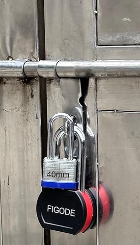 Miniatura 3 de FIGODE Candados Grandes de Acero Resistentes con 4 Llaves Iguales, Candado de Alta Resistencia, 2-34" de Ancho, Grillo de 2.7" de Largo, para