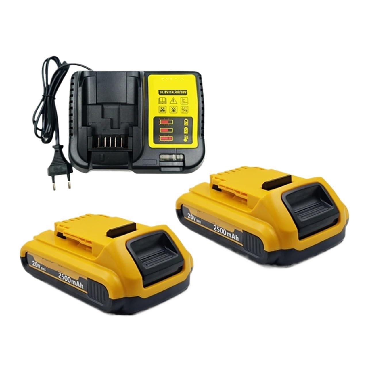 For Batterie Agli Ioni Di Litio Da 20 V 20 V 12 Ah DCB203 Li Ion | Caricabatterie rapido a doppia porta compatibile con batterie for utensili elettrici,(20v 2.5Ahx2 EUx1)