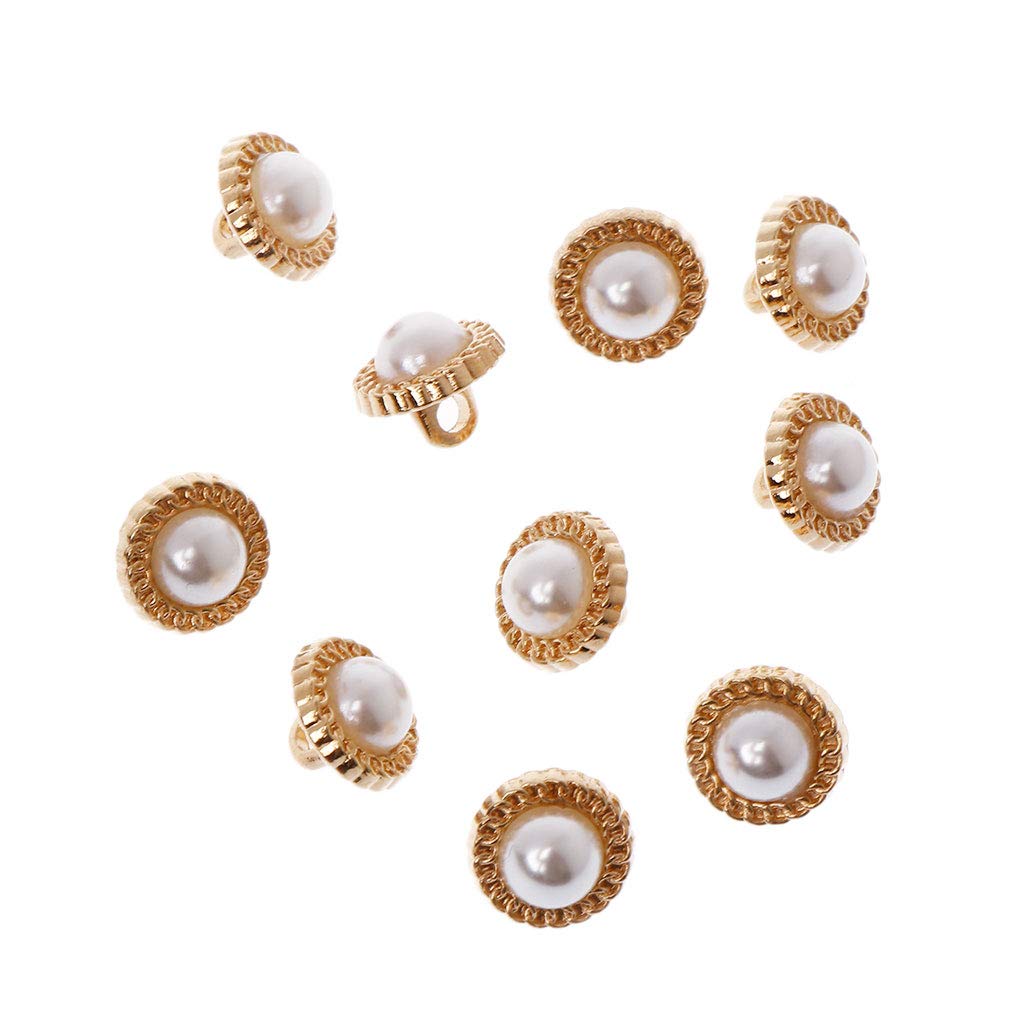 HDBD Exing 10Pcs DIY Faux Pearl Plastic Shank Buttons Sewing Wedding Crafts Embellishment 10mm