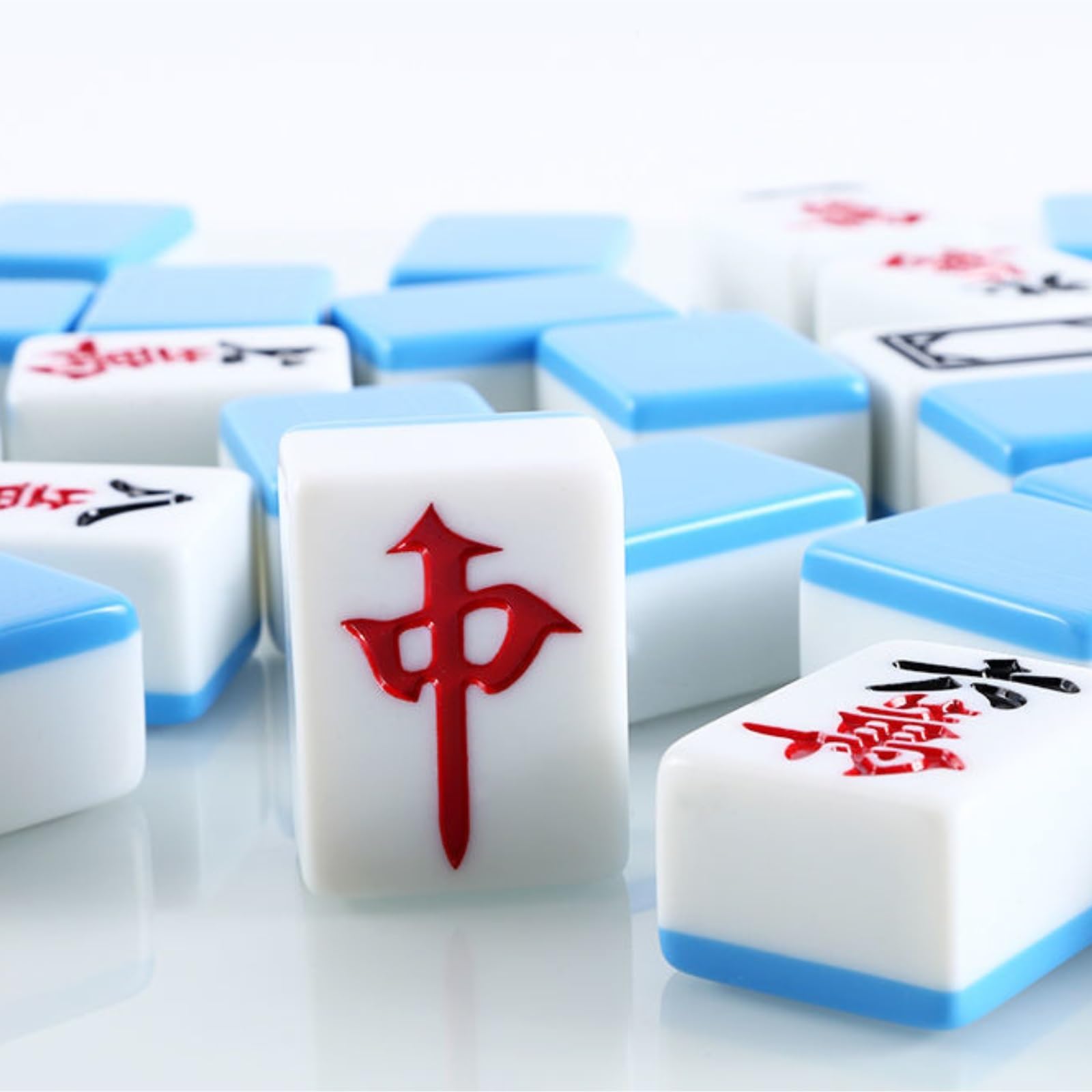 HEAGER Mahjong Lot de 144 tuiles chinoises avec sac de rangement (vert, 46 mm)