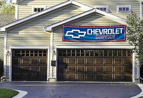 Miniatura 3 de Chevrolet Service Banner - Bandera de mecánico (2 x 8 pies, resistente, poliéster 150D duradero), 10 ojales de latón para habitación al aire libre,