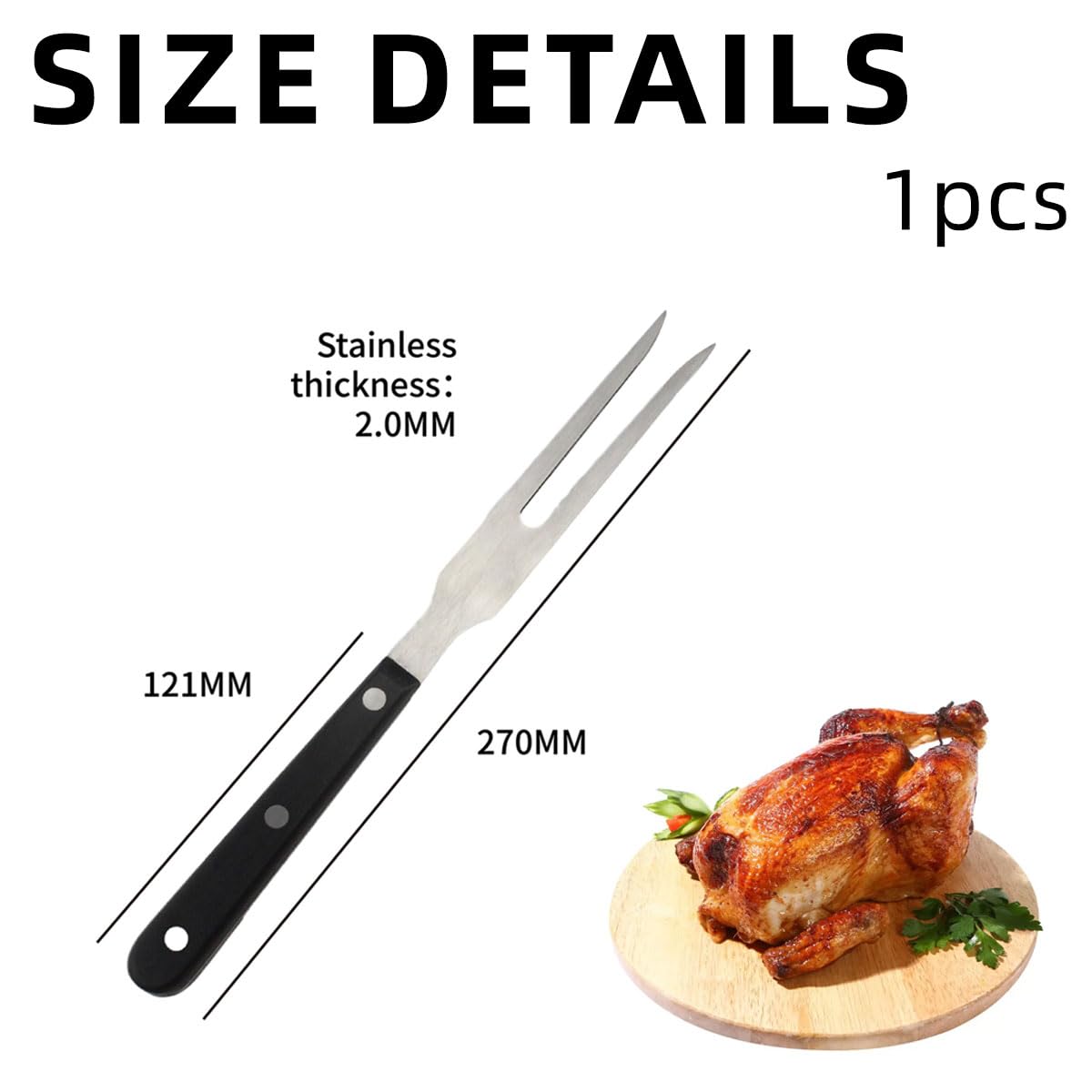 LEEQ Tenedor para Trinchar - Tenedores de Carne de Acero Inoxidable, Tenedor de Barbacoa, Tenedor de Parrilla, Tenedor de Trinchar con Mango Largo, para Cerdo, Pollo, Ternera, Barbacoa, Pavo