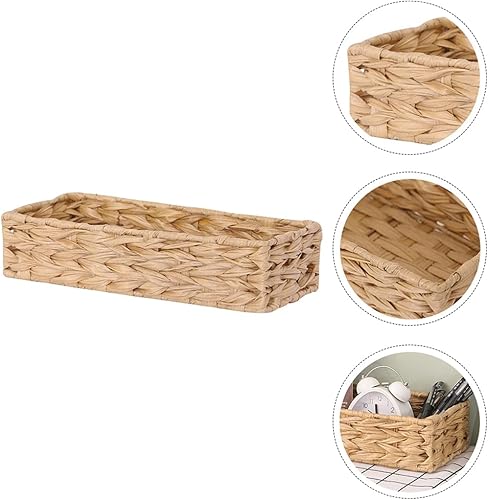 Miniatura 6 de Healeved Cestas para organizar el baño, cesta de almacenamiento de pastos marinos, cesta rectangular de mimbre para organizar revistas, cesta de