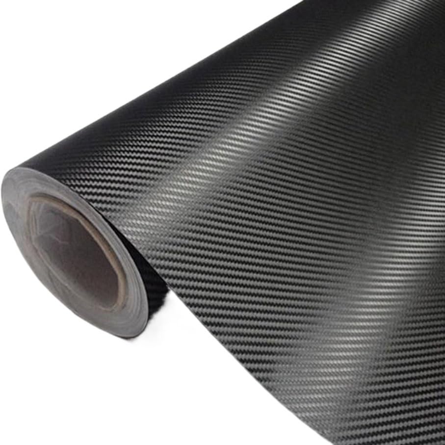 Listwy ochronne progów samochodowych, Oklejenie samochodu 30cm x 127cm 3D folia winylowa z włókna węglowego wielokolorowa naklejka w rolce do stylizacji Moto Auto(Black)