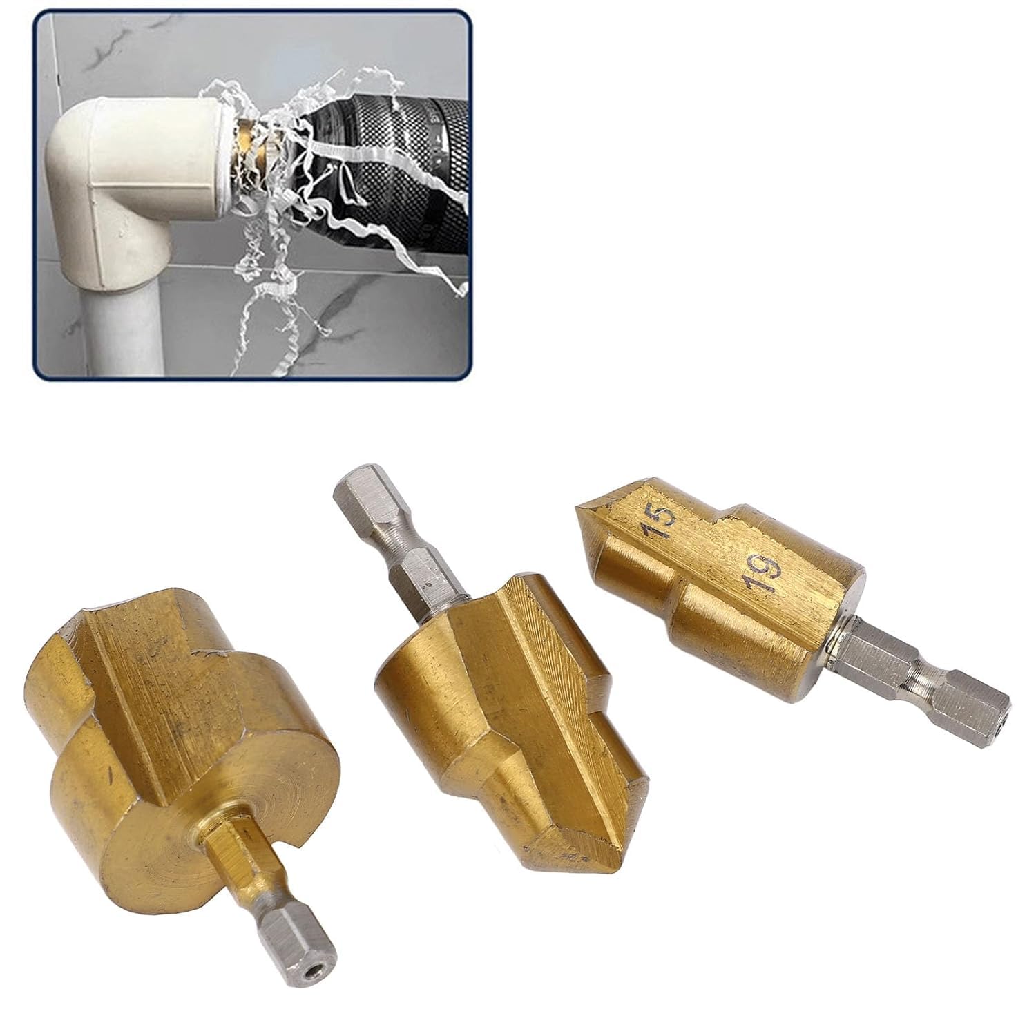 AEE® 3'lü HSS Kaplamalı Koni Delme Aparatı – Titanyum Kaplama – Metal Sac, Plastik, Boru ve Levha İçin Delici (15-19mm, 24-31mm, 18-24mm)