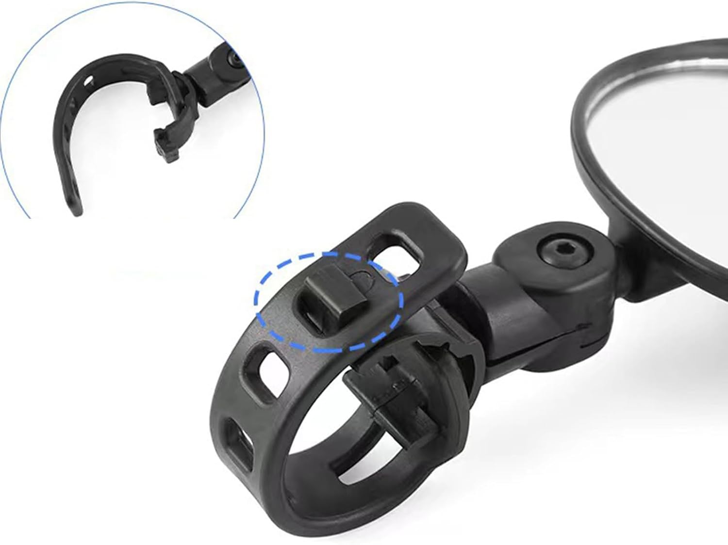 2Pcs Black Adjustable Rear View Mirror for Bikes, Universal Rearview Mirror for Handlebars, Wide Angle Acrylic Convex Safety Mirrors for Adult Bikes/Kids/Road/Mountain Bike - Image 5