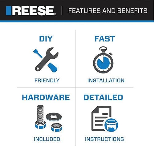 Miniatura 4 de Reese Towpower 37096 clase III, enganche para remolcador con ajuste personalizado con apertura receptora de 2 pulgadas cuadradas.