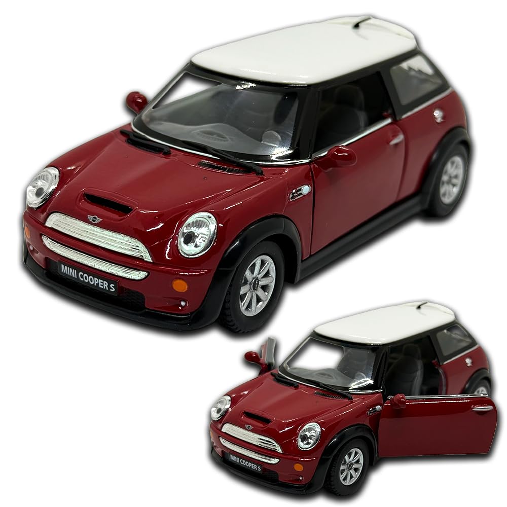 Miniatura de Carro Mini Cooper S, Vermelho, em Metal, Abre Portas