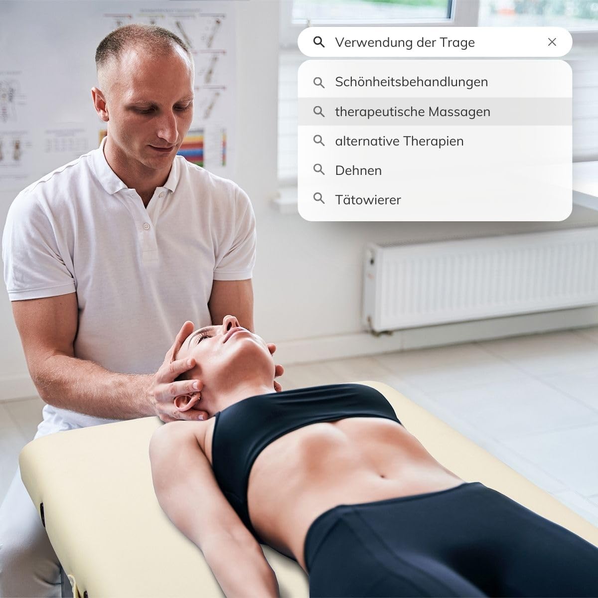 Mobiclinic®, Massageliege, Klappbar, CM-01 Basic, 180x60 cm, Holz und Kunstleder, 2 Teile, Europäische Marke, Mobile, Höhenverstellbar, Verschlusssystem, Trägt 150 kg, Farbe Creme