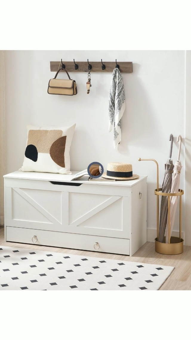 Cassapanca HOOBRO 100x39x50 Cm: Baule Contenitore Vintage Con Cerniere Soft-close, Perfetto Per Ingresso E Soggiorno