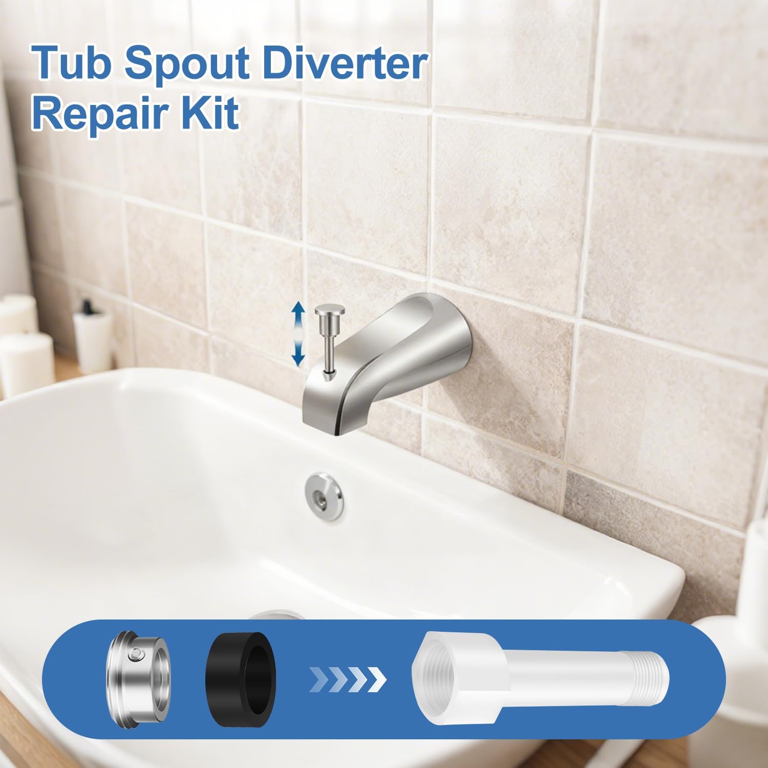 Coolfell Tub Spout Adapter and Diverter Repair Kit, for 3/4" IPS and 1/2" IPS Pipe, 1/2" Copper Pipe, Bathroom Tub Faucet Repair Kit, with Installation Manual