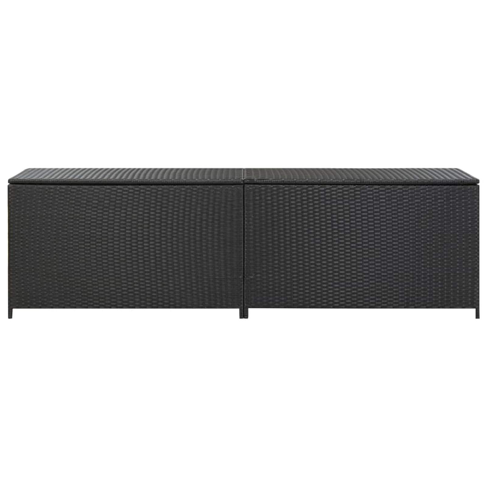 Gecheer Baule da Esterno in Polyrattan, Cassapanca Contenitore da Giardino con Box, 200x50x60 cm Nero