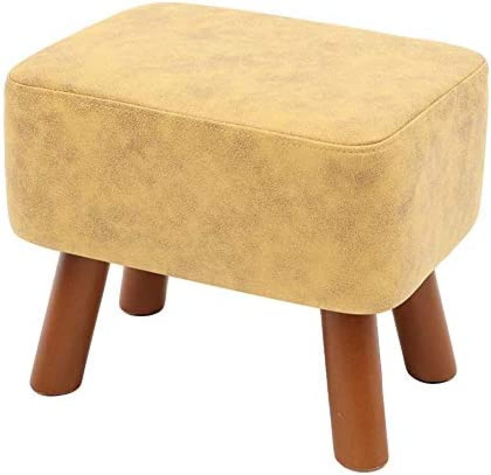 Repose-pieds rembourré en bois massif tabouret cube 40x28x34cm