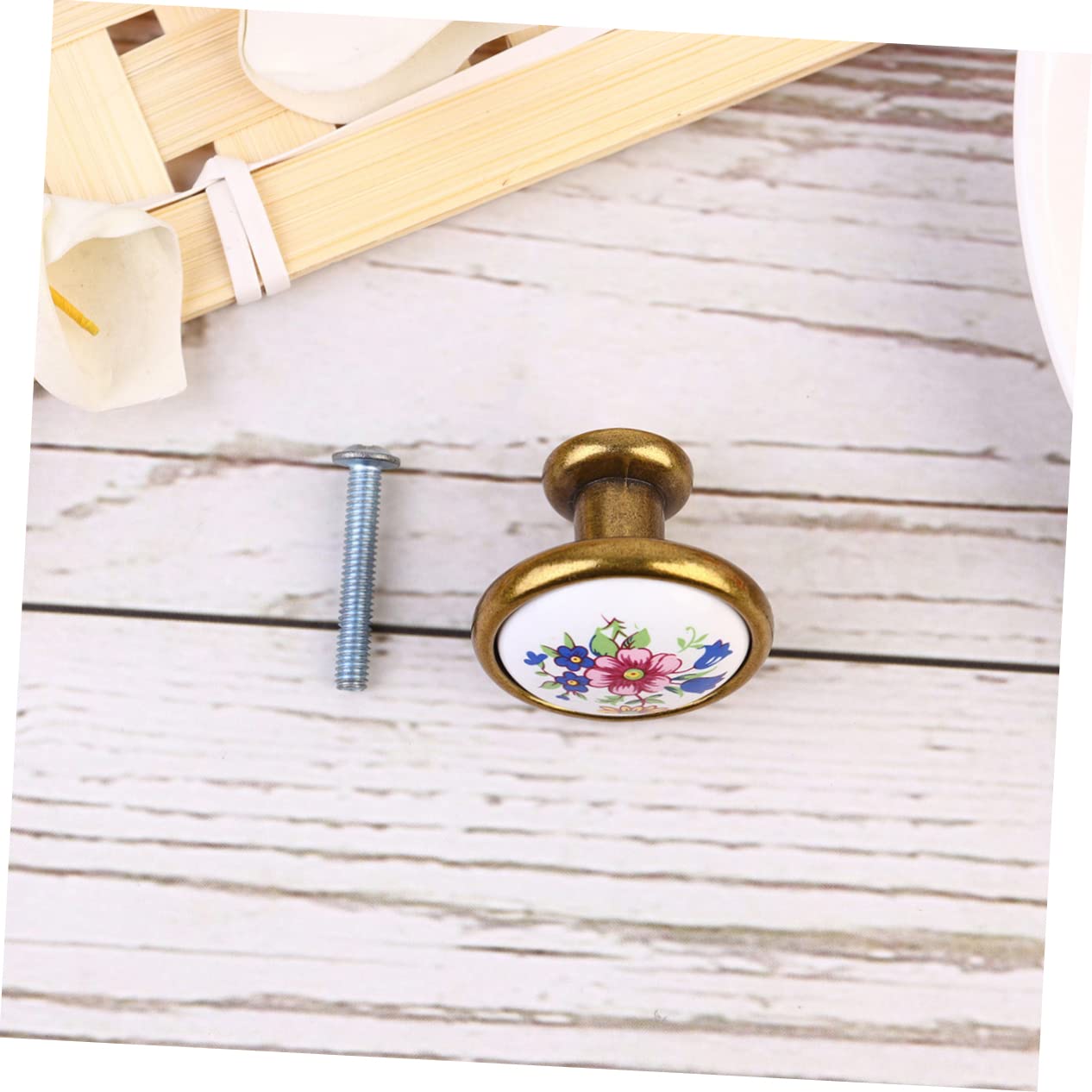 LIFKOME 2 Sätze Keramische Türknöpfe Mit Blumenmuster Ländlicher Stil Für Schränke Diy Möbelknöpfe Für Küchenschränke Und Kommoden 4 Stück * 2