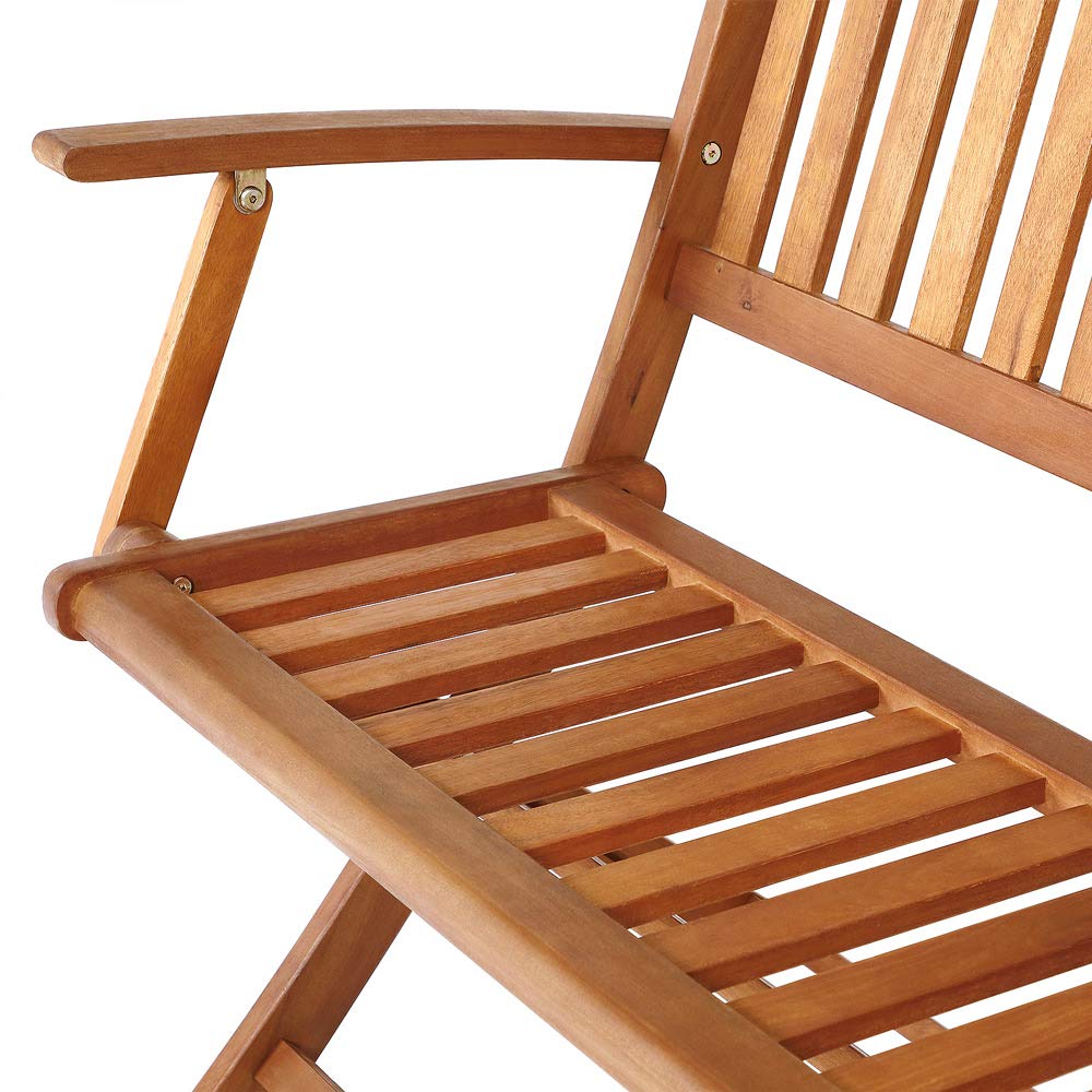 Casaria® Gartenbank Sitzbank Wetterfest Holz Klappbar FSC®-Zertifiziert 320kg Belastbarkeit Armlehne Rückenlehne 2-Sitzer 120x60cm Garten Balkon Bank Eukalyptus