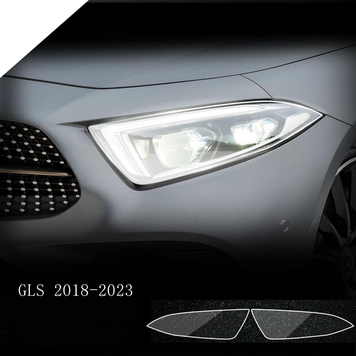 Autoscheinwerfer Schutzfolie für Mercedes-Benz CLA/CLS/EQC/GLA/GLB/GLC/GLE/GLS,Autoscheinwerfer-Schutzfolie Anti-Kratz-Folie TPU-Aufkleber Zubehör,Blackened