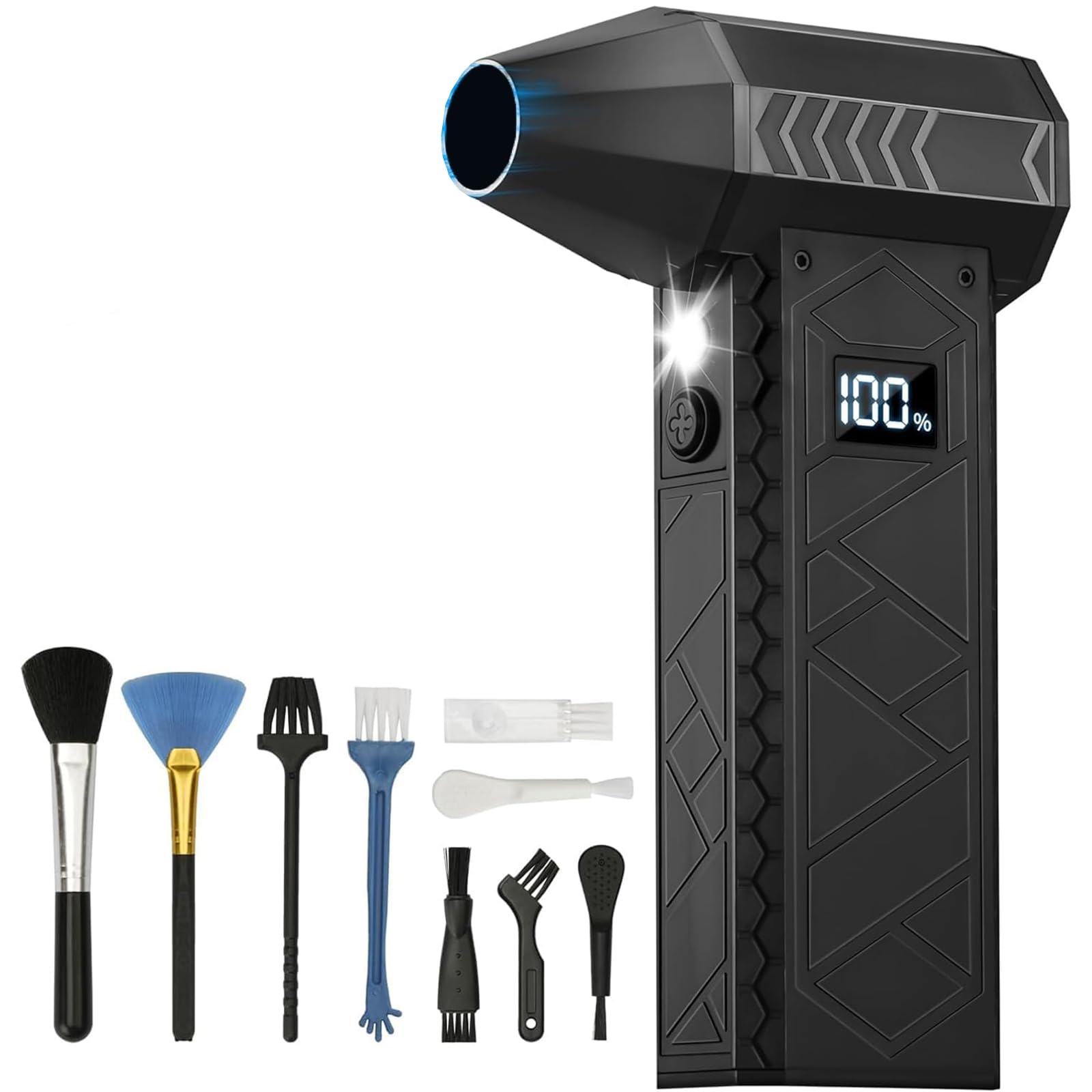 Compressed Air Duster - 180000RPM Electric Air Duster for Cleaning Keyboard&PC 3 Gears Adjustable ?Long Press 4th GEA? Rechargeable Cordless Jet Dry Blower Air Blower for Car and Home