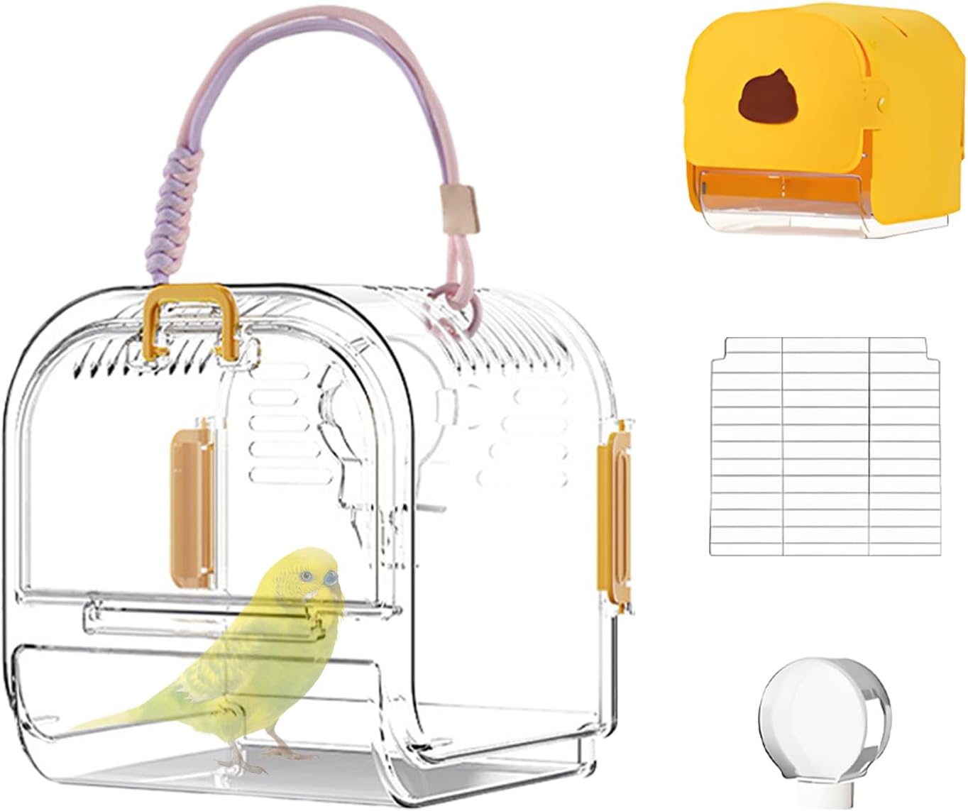 Parakeet Travel Carrier Cage, Bird Resting Habitat, Pull-Out Tray, Sturdy Pet Accessory with Practical Structure, Travel Cage for Budgies Cockatiels Conures Sparrow Use