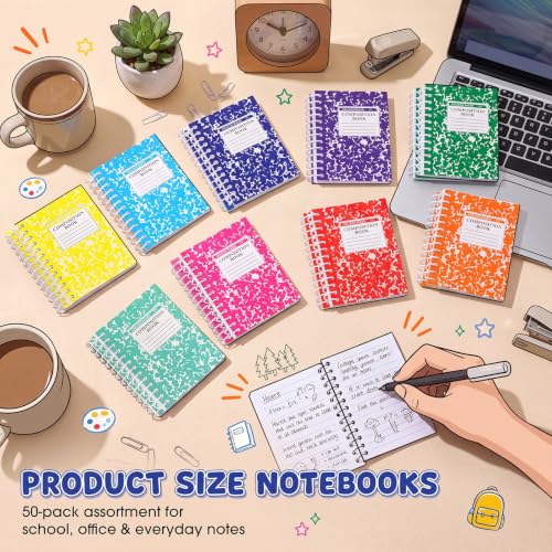 Mini libretas espiral de mármol Fainne de 8,6x11,4 cm para notas cortas 6