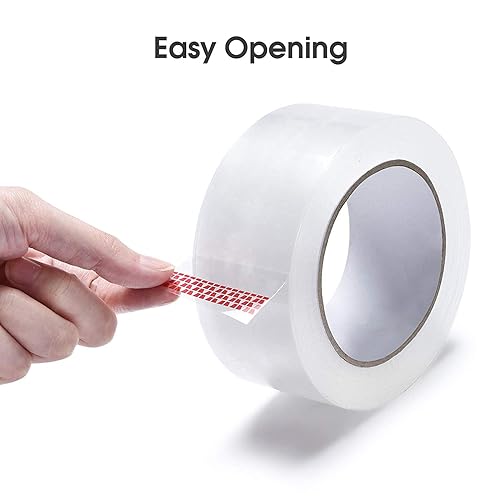 Miniatura 4 de Pacific Mailer Cinta de embalaje, 1.88 pulgadas de ancho x 65 yardas por rollo, transparente, 0.1 fl oz de grosor, cinta de embalaje resistente para